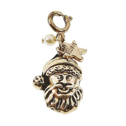 Light Antique Gold Santa Charm