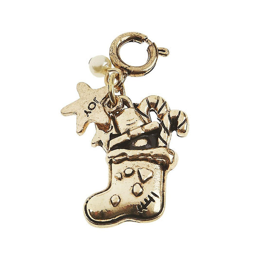 Light Antique Gold Stocking Charm