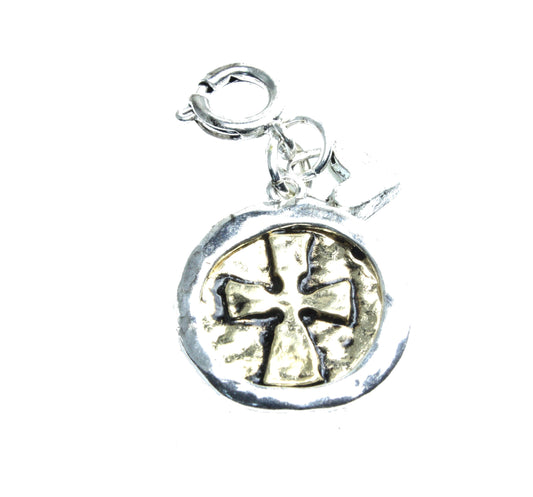 Light Antique Silver And Light Antique Gold Cross Wax Casting Charm