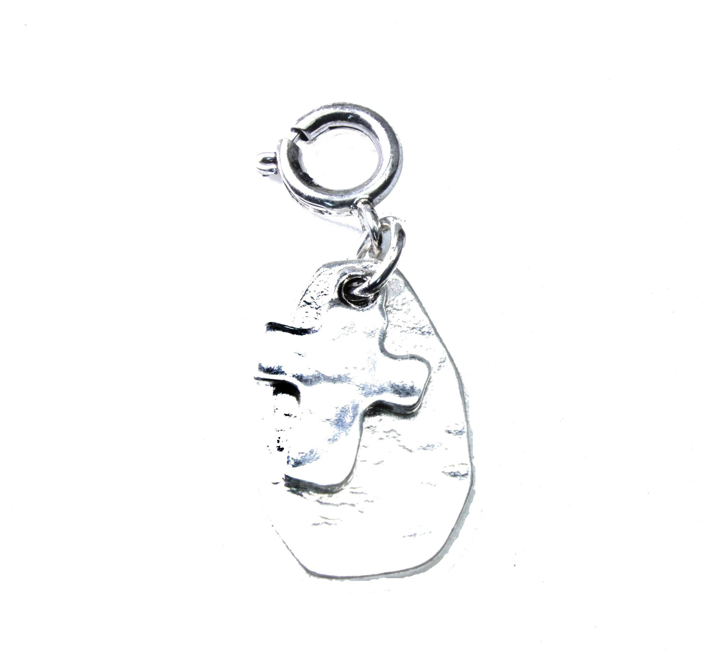 Light Antique Silver Cross, Disk, and Ivory Pearl Cluster Charm