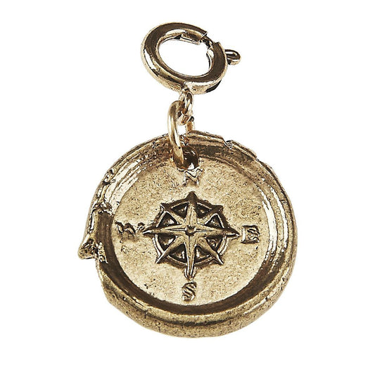 Light Antique Gold Compass Wax Casting Charm