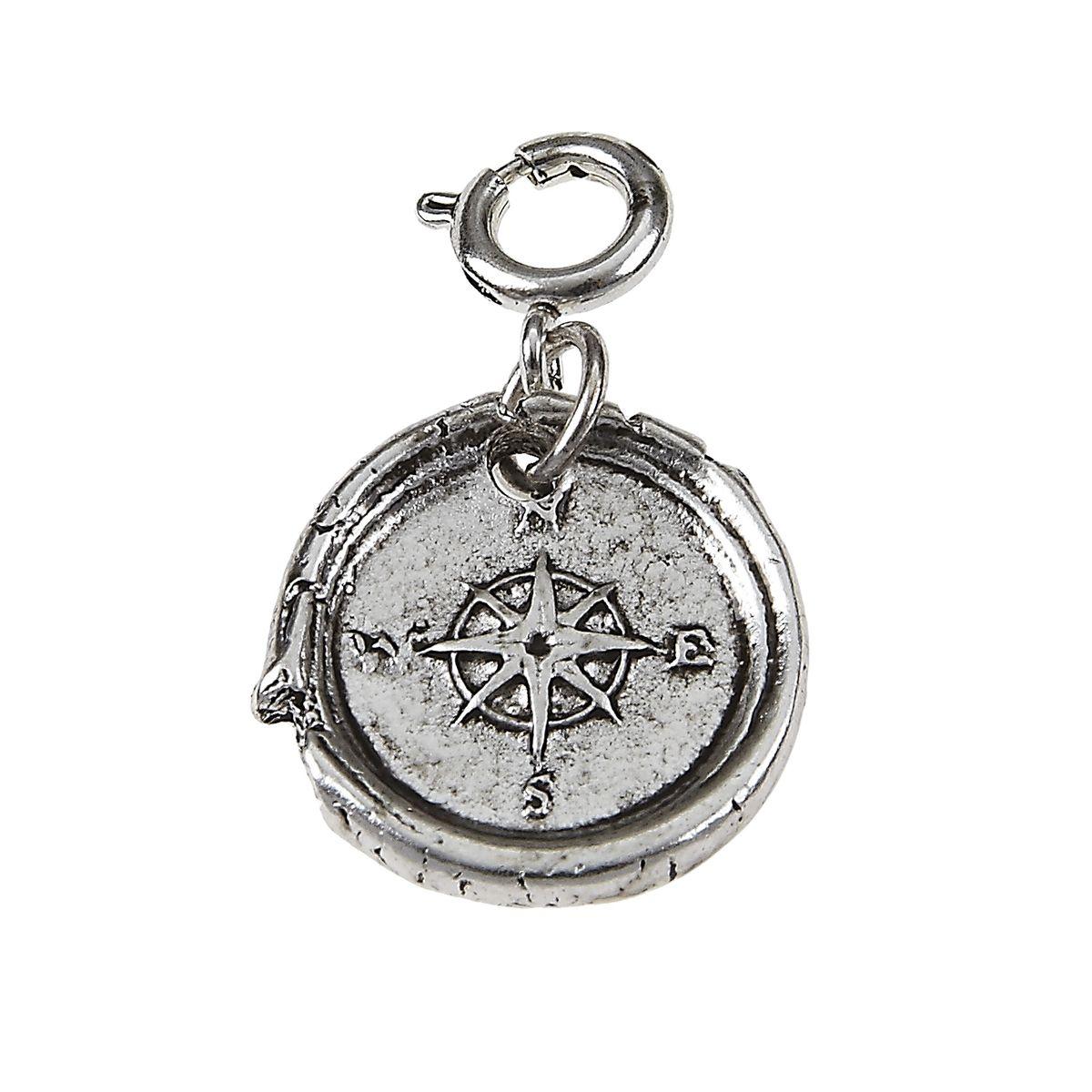 Light Antique Silver Compass Wax Casting Charm