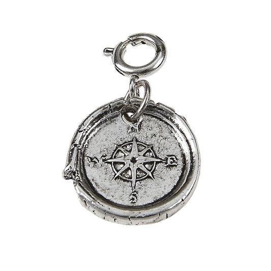 Light Antique Silver Compass Wax Casting Charm