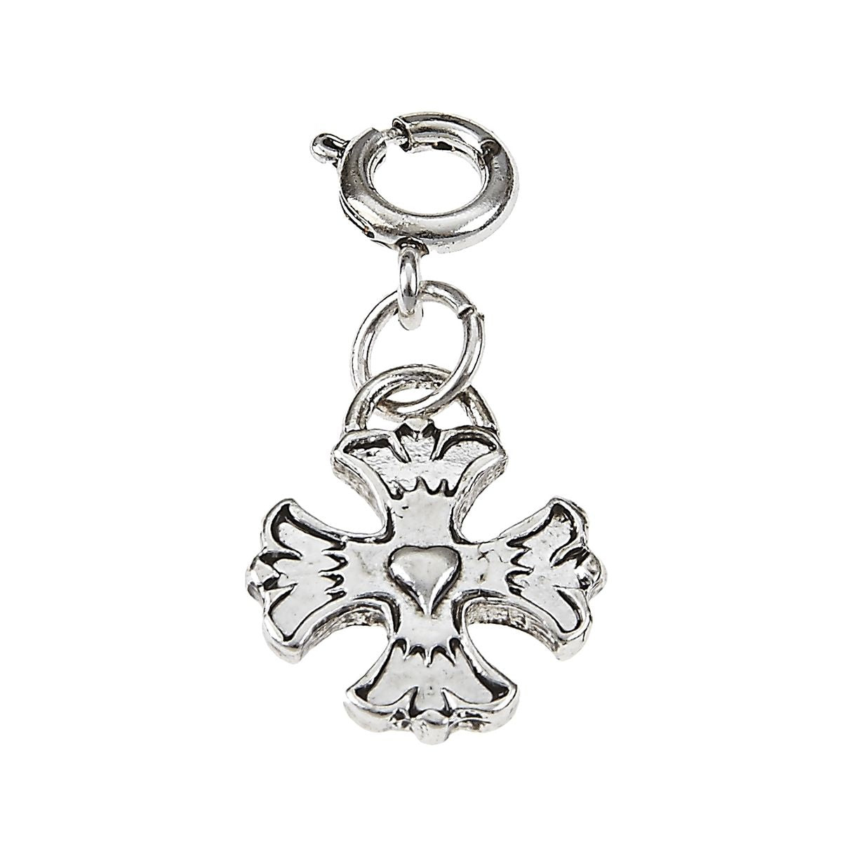 Light Antique Silver Cross with Heart Charm