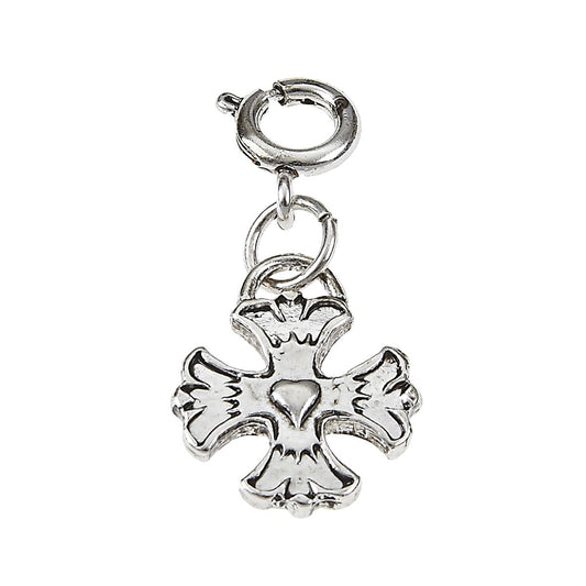Light Antique Silver Cross with Heart Charm