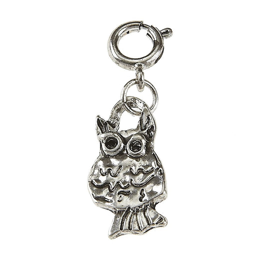 Light Antique Silver Owl Charm