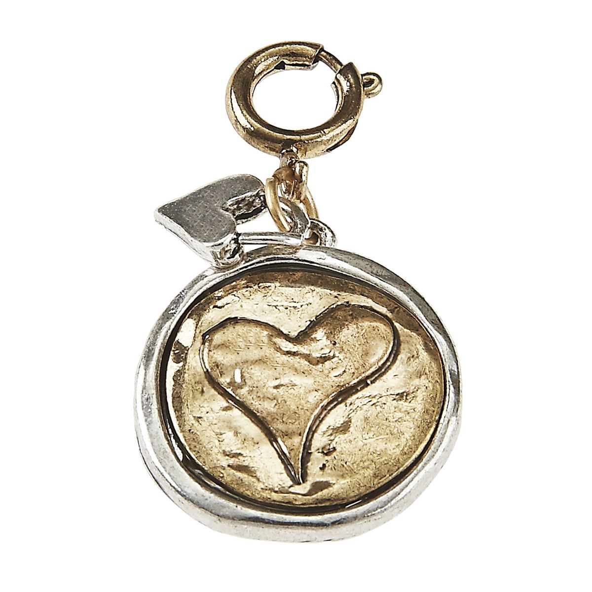 Light Antique Silver And Light Antique Gold Heart Wax Casting with Light Antique Silver Heart Cluster Charm