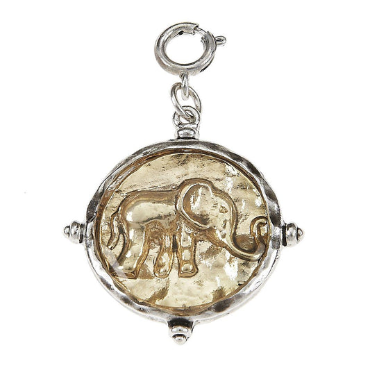 2-Tone Hammered Frame and Elephant Epoxy Charm