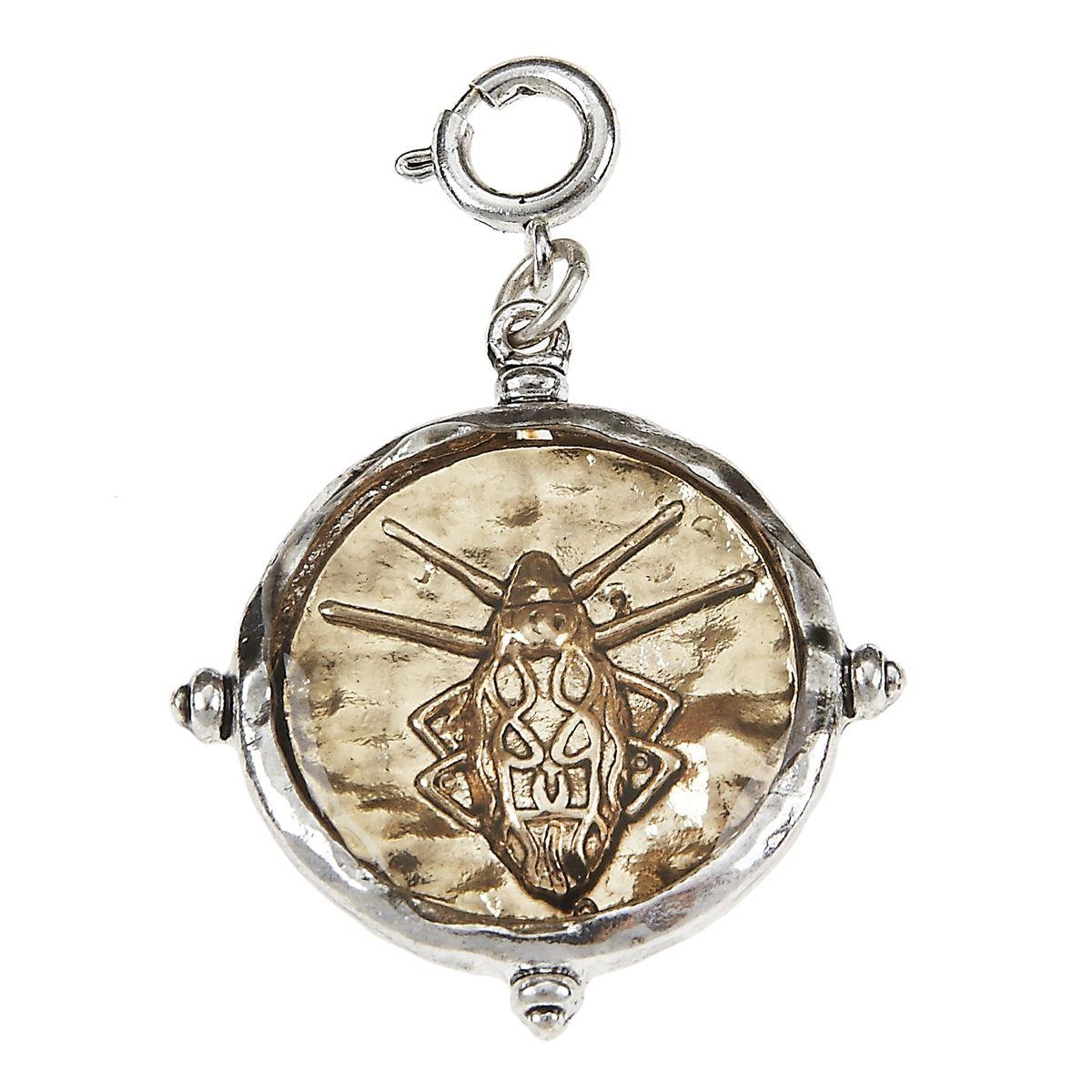 2-Tone Hammered Frame and Beetle Epoxy Charm