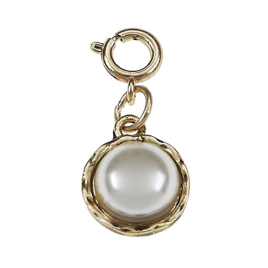 Ivory Pearl Cabochon Antique Gold Charm