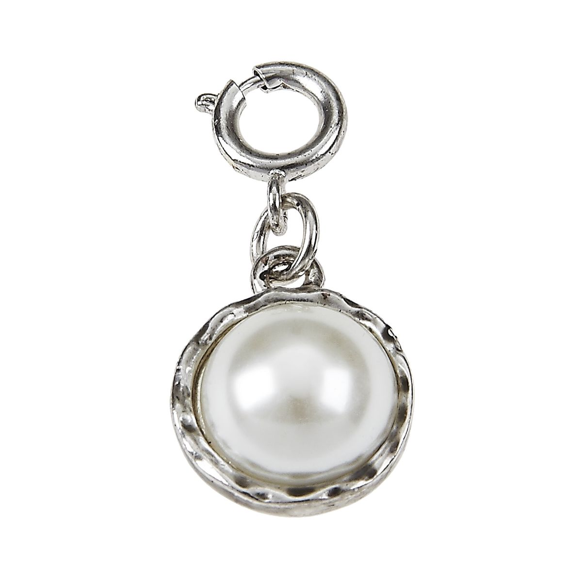 Ivory Pearl Cabochon Antique Silver Charm