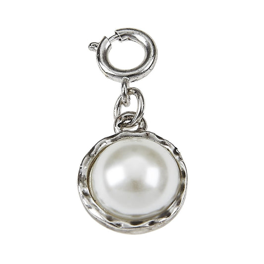 Ivory Pearl Cabochon Antique Silver Charm