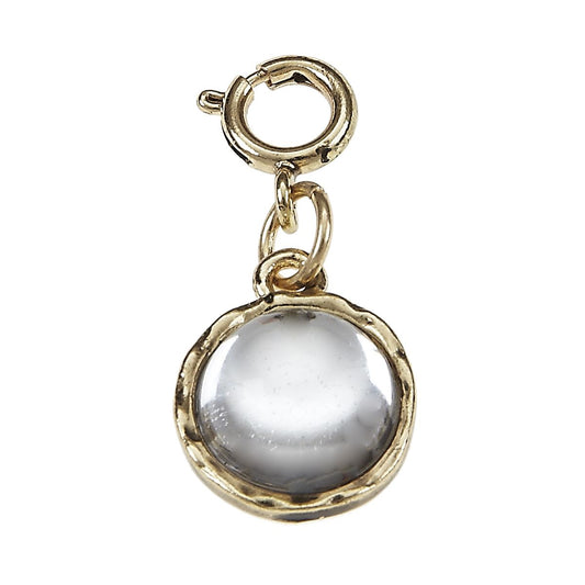 Clear Crystal Cabochon Antique Gold Charm