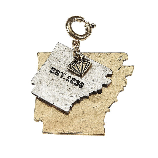 Arkansas 2-Tone Double State with Small Diamond Charm