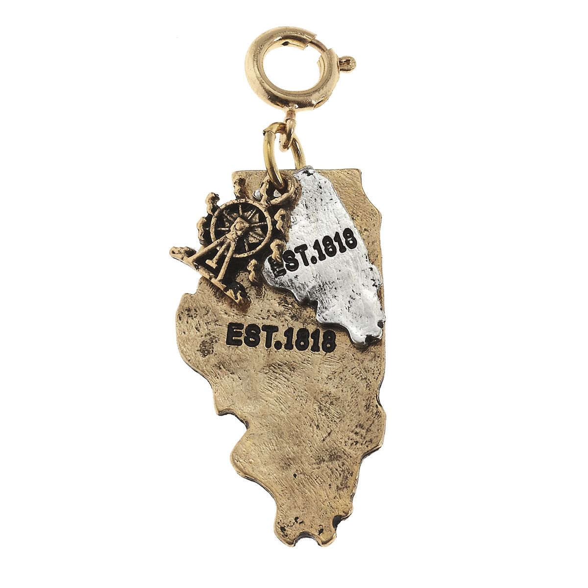 Illinois 2 Tone Double State with Ferris Wheel Charm