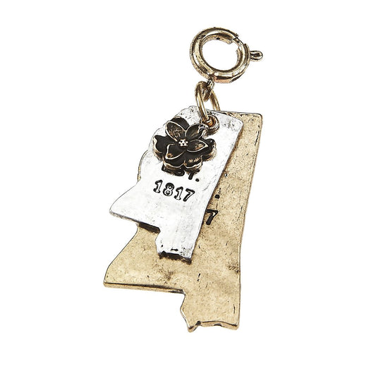 Mississippi 2-Tone Double State with Small Magnolia Charm