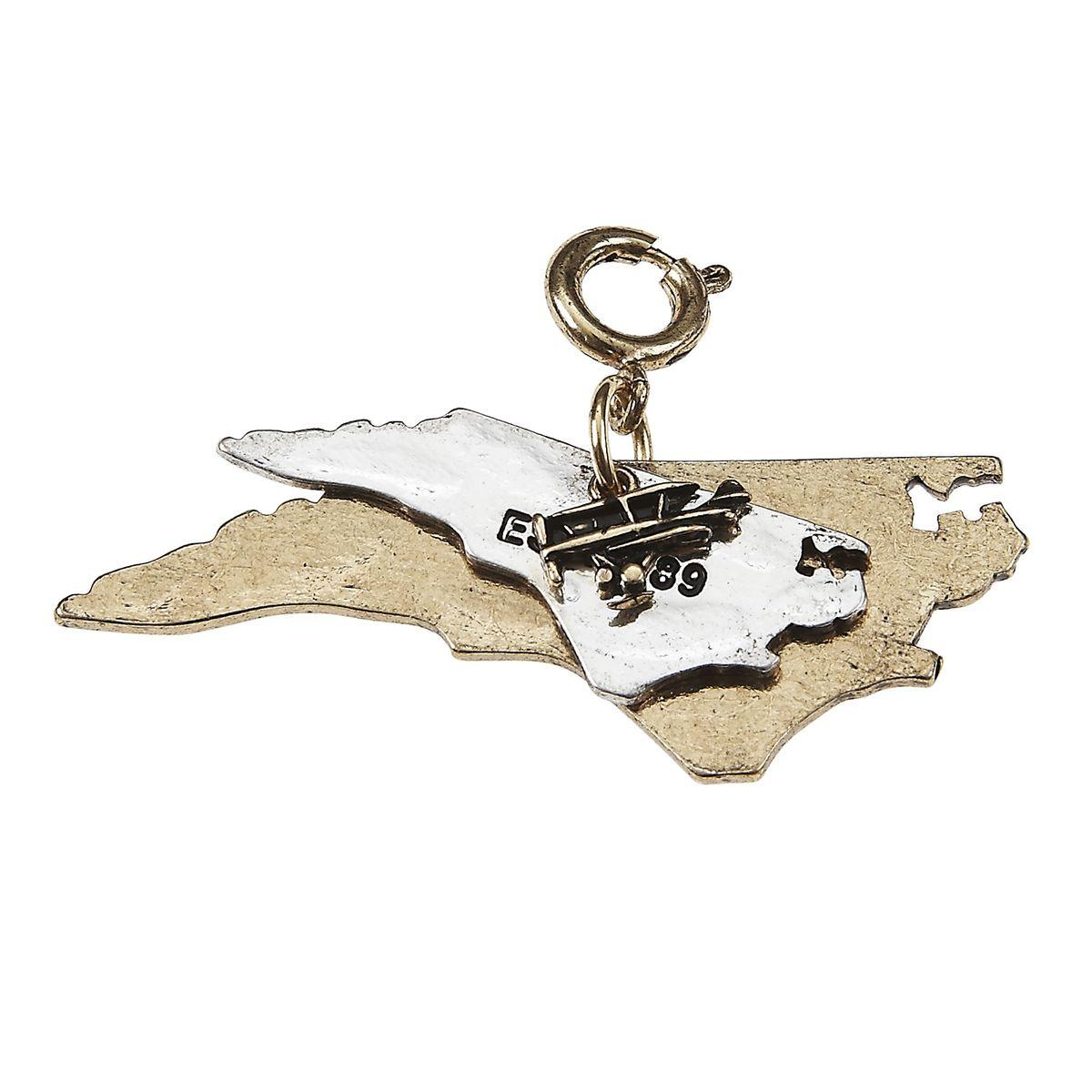North Carolina 2-Tone Double State with Small Air Plane Charm