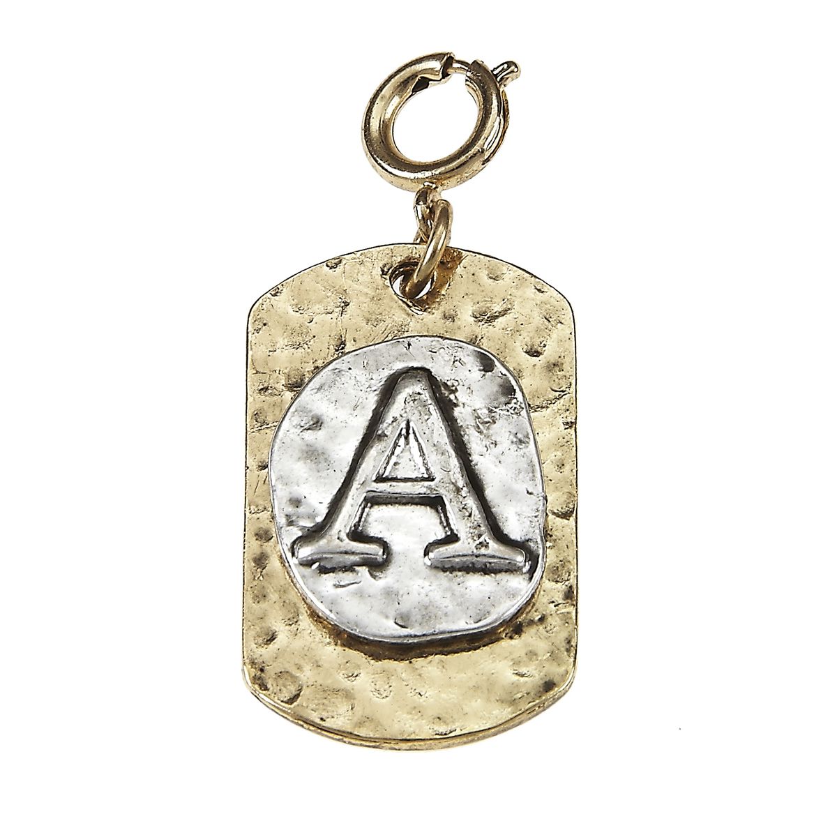 2-Tone Silver/Gold Monogram A Initial Tag Charms