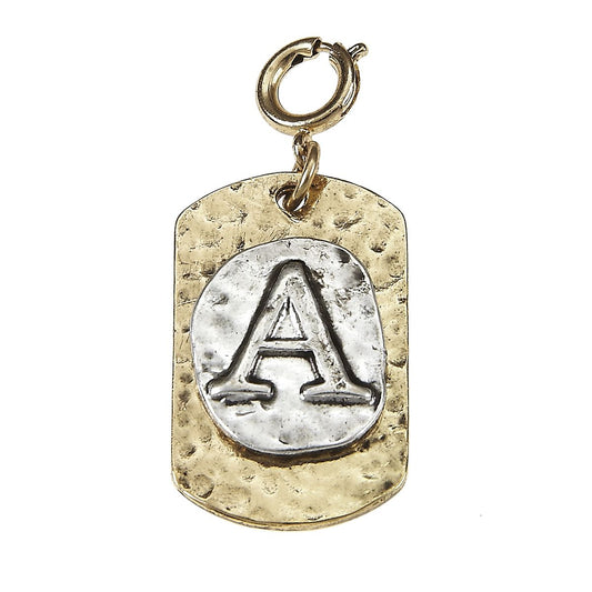 2-Tone Silver/Gold Monogram A Initial Tag Charms