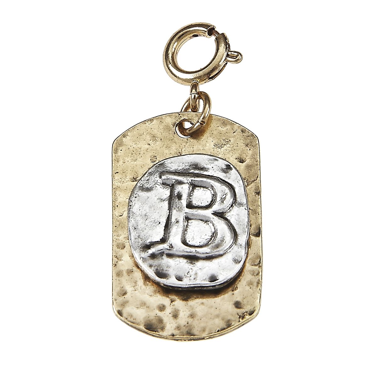 2-Tone Silver/Gold Monogram B Initial Tag Charms