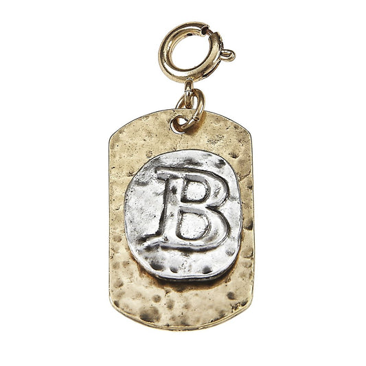 2-Tone Silver/Gold Monogram B Initial Tag Charms