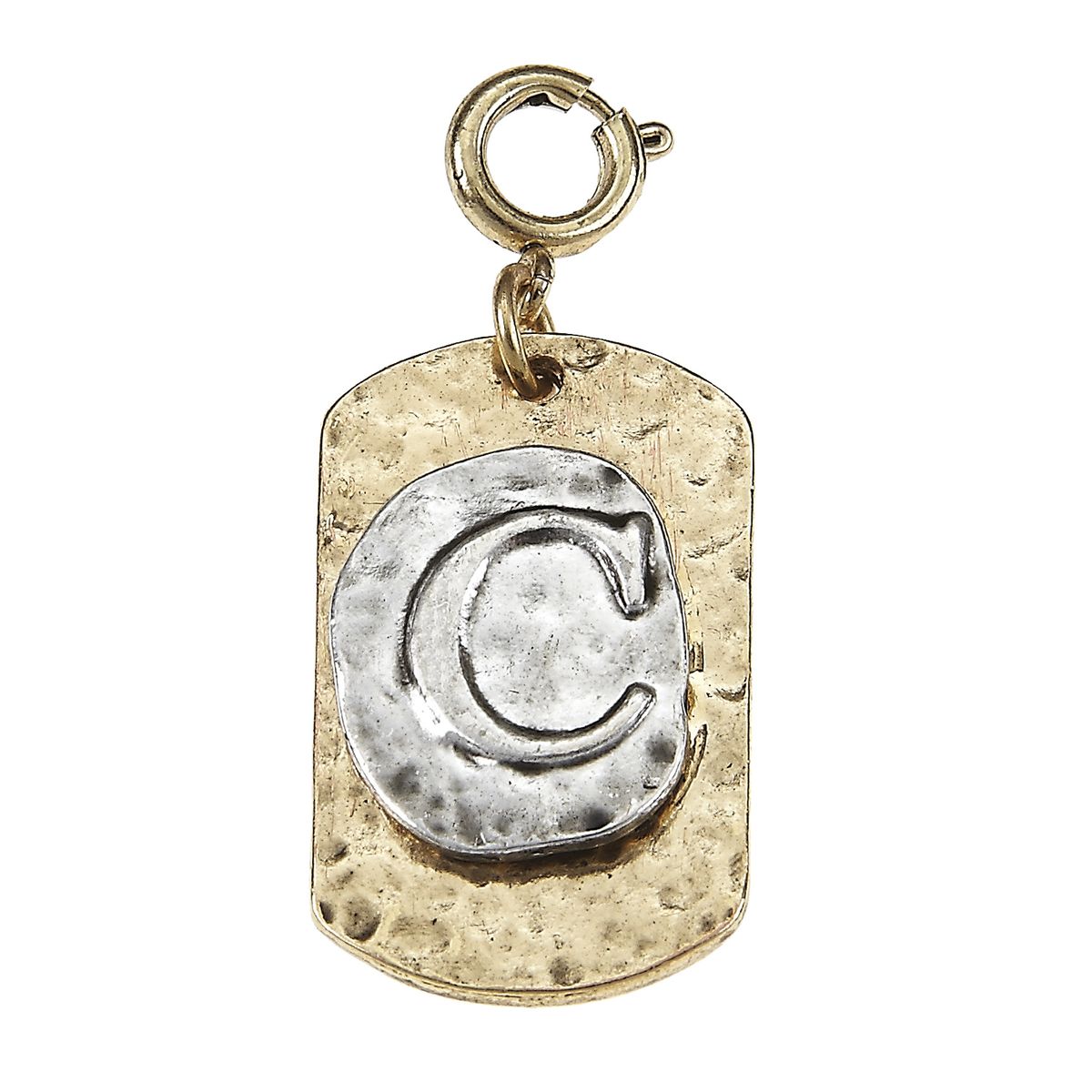 2-Tone Silver/Gold Monogram C Initial Tag Charms