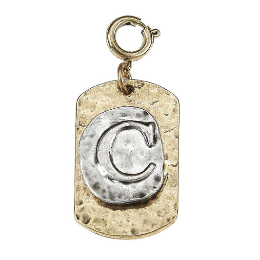 2-Tone Silver/Gold Monogram C Initial Tag Charms