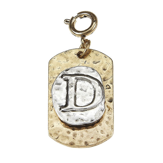 2-Tone Silver/Gold Monogram D Initial Tag Charms