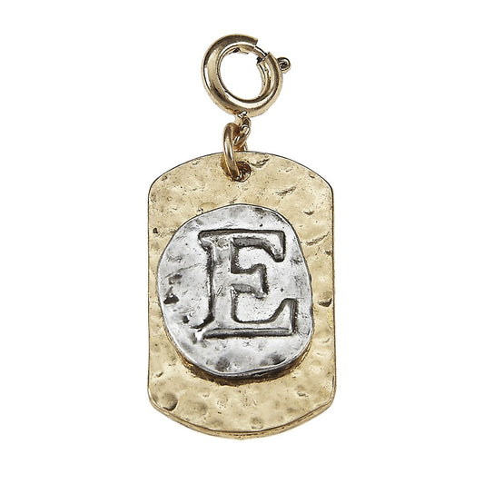 2-Tone Silver/Gold Monogram E Initial Tag Charms