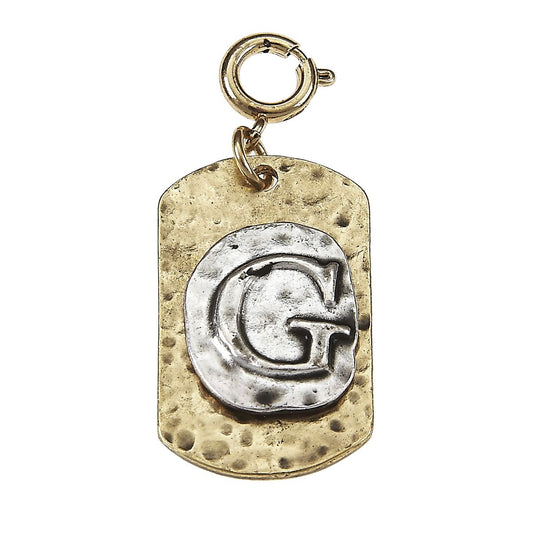 2-Tone Silver/Gold Monogram G Initial Tag Charms