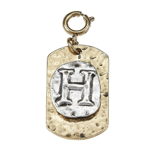 2-Tone Silver/Gold Monogram H Initial Tag Charms