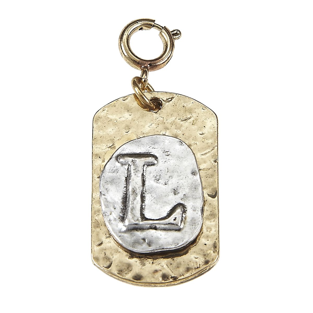 2-Tone Silver/Gold Monogram L Initial Tag Charms