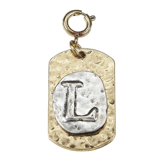 2-Tone Silver/Gold Monogram L Initial Tag Charms