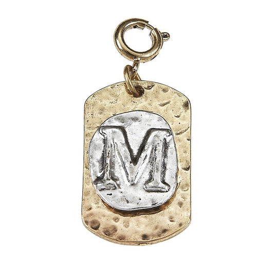 2-Tone Silver/Gold Monogram M Initial Tag Charms