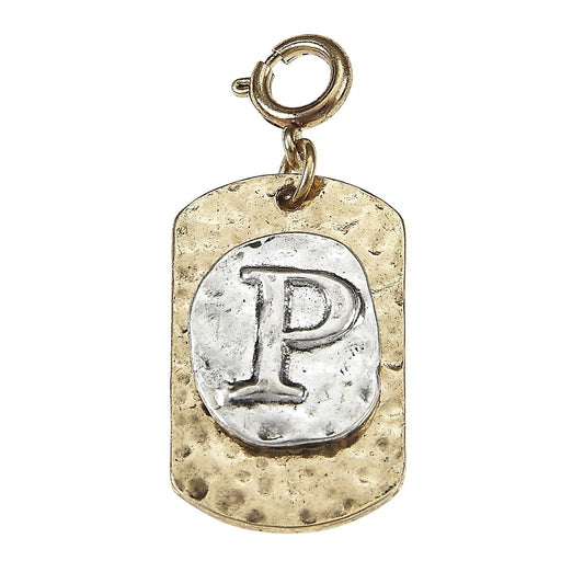 2-Tone Silver/Gold Monogram P Initial Tag Charms