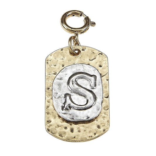 2-Tone Silver/Gold Monogram S Initial Tag Charms
