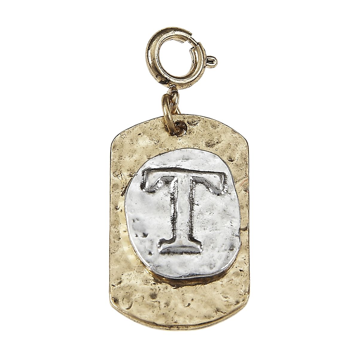 2-Tone Silver/Gold Monogram T Initial Tag Charms