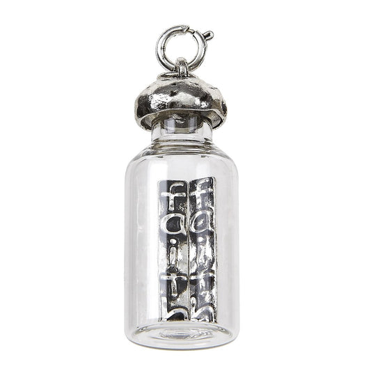 "Faith" 2-sided Inspirational Saying Inside Glass Bottle Charm