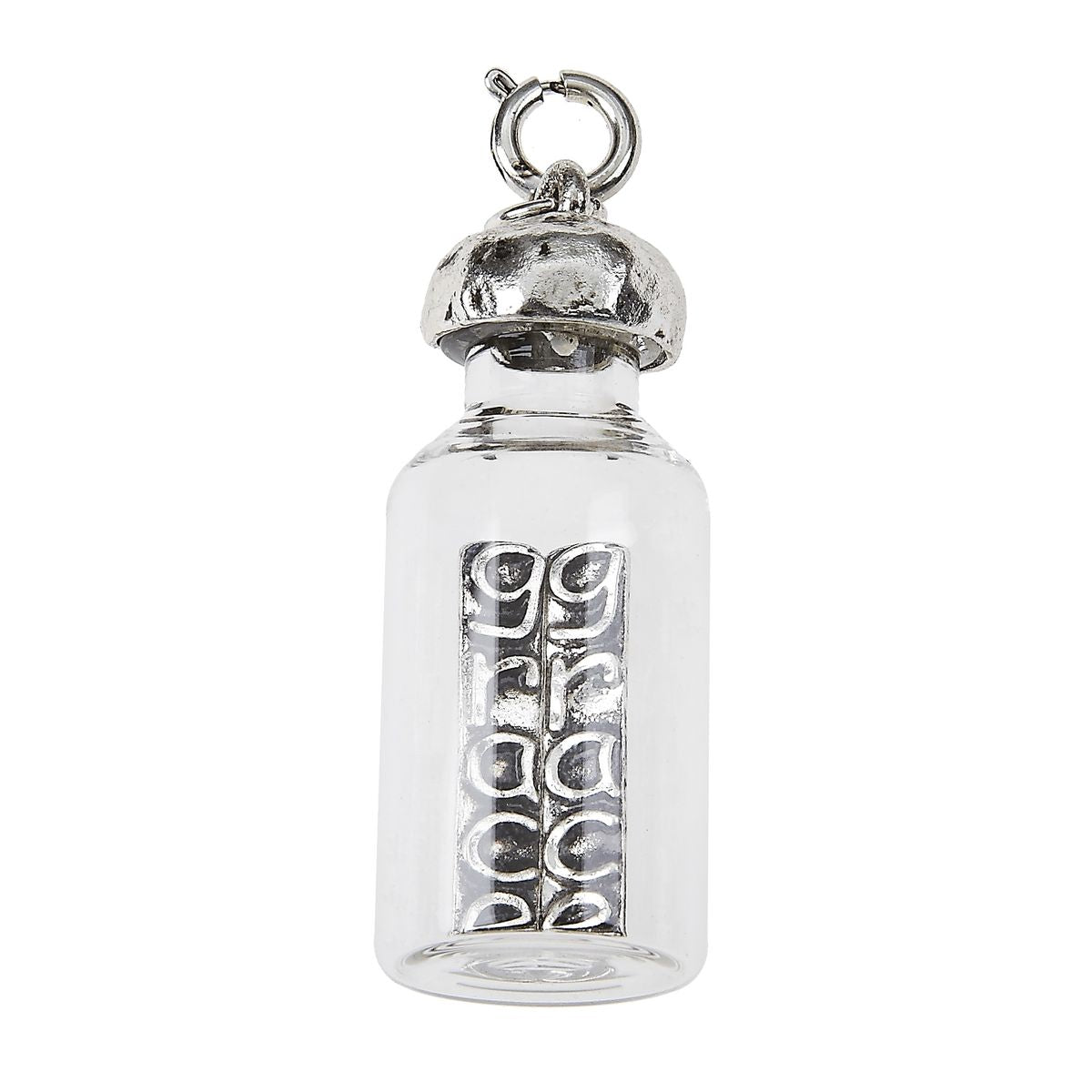 "Grace" 2-sided Inspirational Saying Inside Glass Bottle Charm