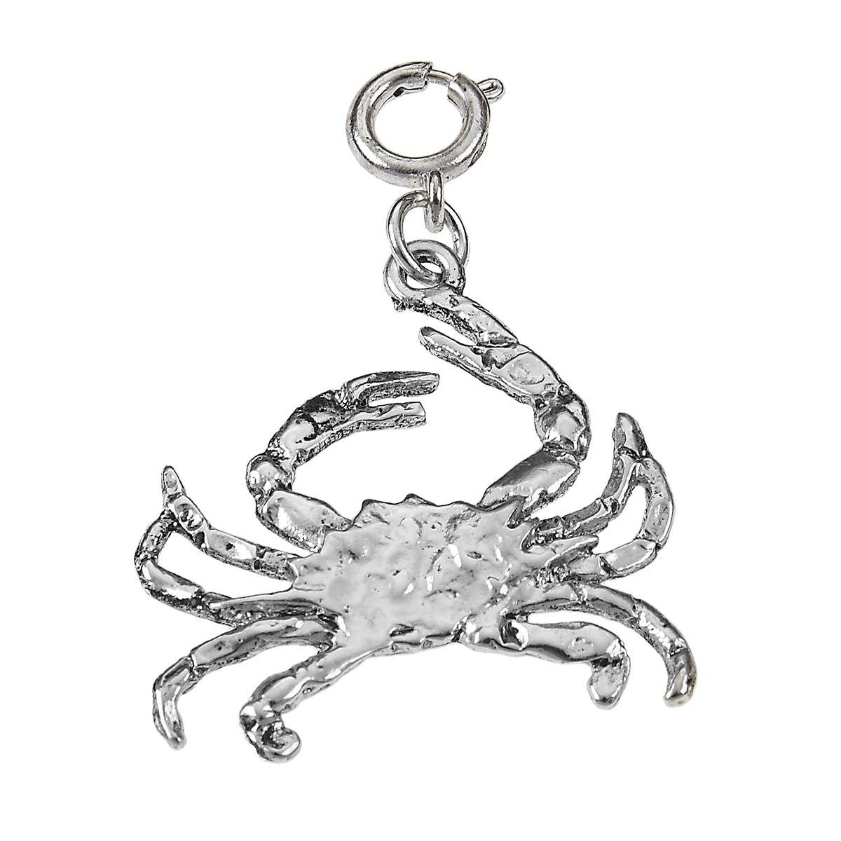 Antique Silver 3D Crab Charm