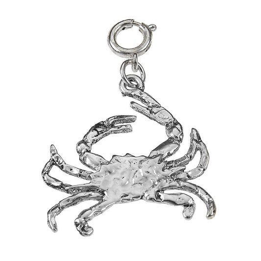 Antique Silver 3D Crab Charm