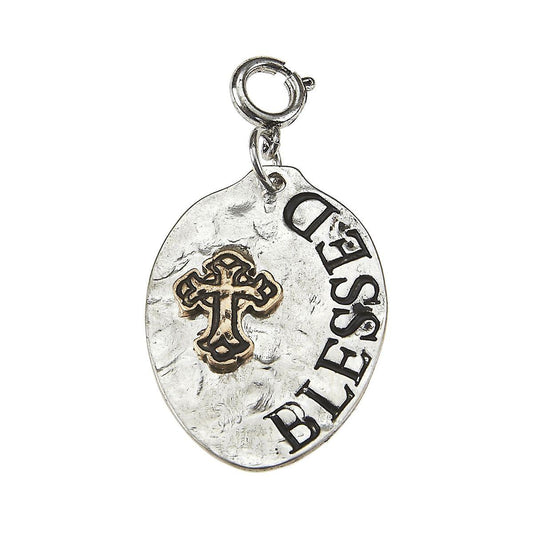 Blessed Words and Cross On Spoon Charm