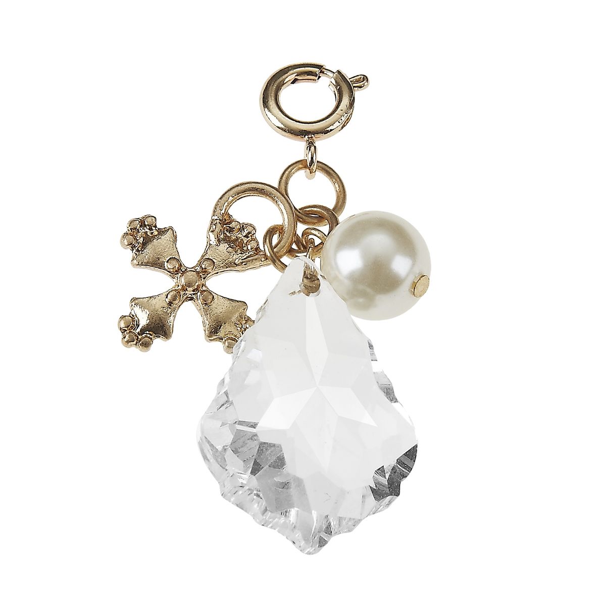 Cross and Ivory Pearl Chandelier Cluster Charm