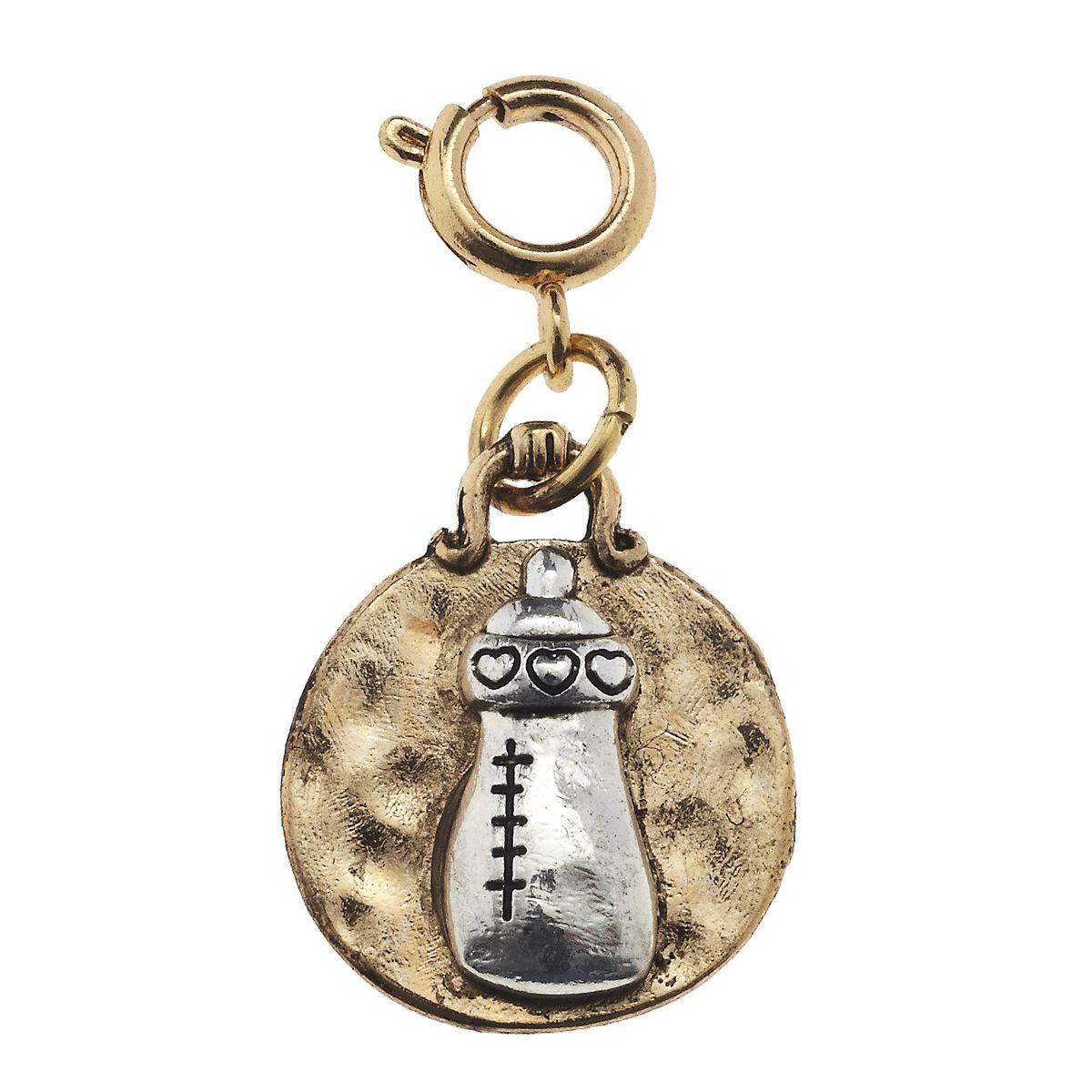 Antique Gold and Antique Silver Baby Bottle Charm