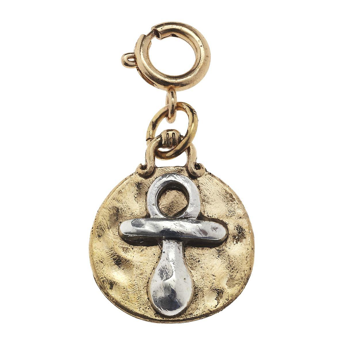 Antique Gold and Antique Silver Pacifier Charm