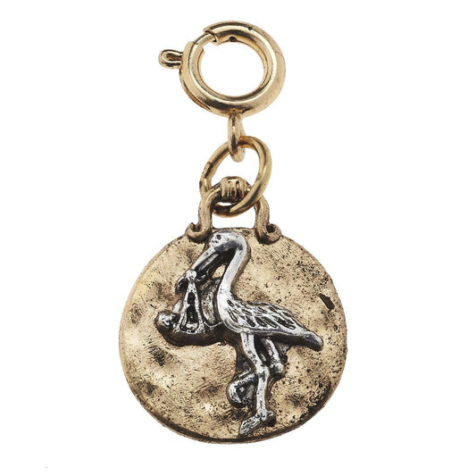 Antique Gold and Antique Silver Stork Charm
