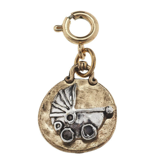 Antique Gold and Antique Silver Stroller Charm