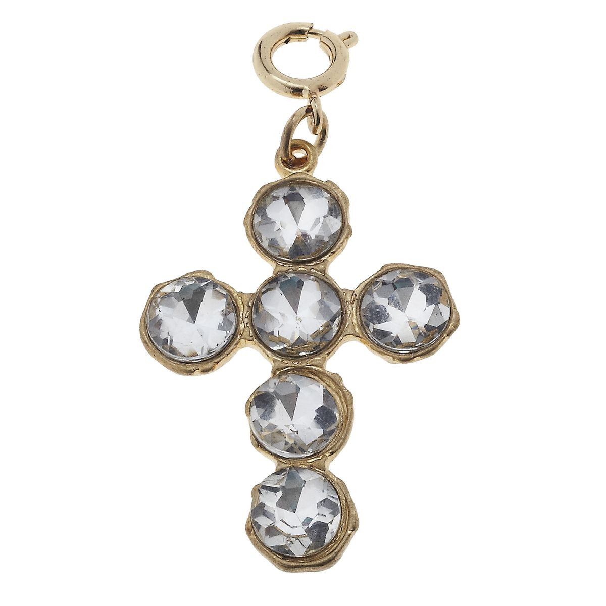 Soldered Clear Rhinestone Cross Charm