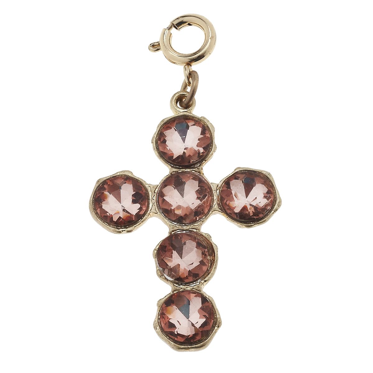 Soldered Rose Rhinestone Cross Charm