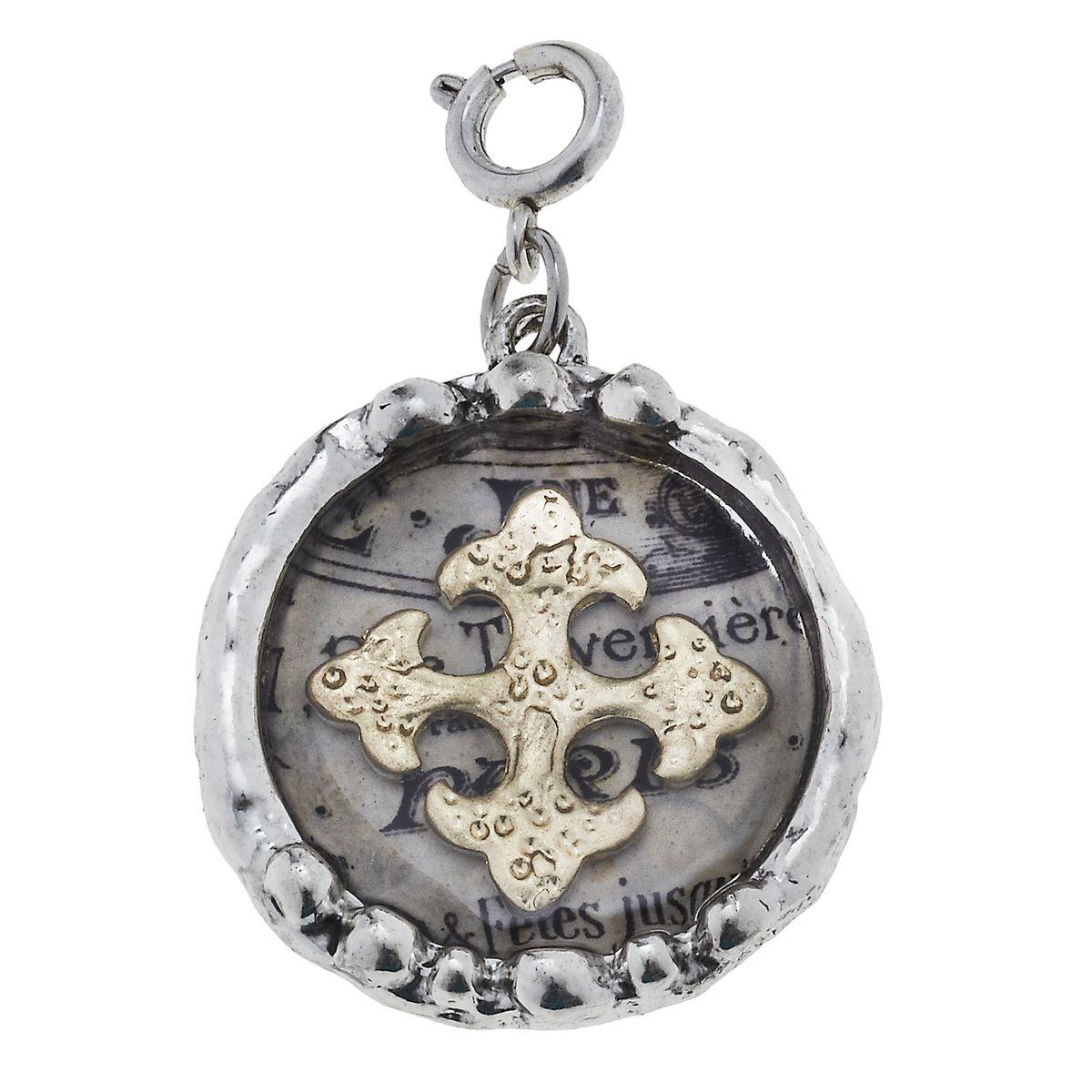 Antique Gold Epoxy Cross Charm